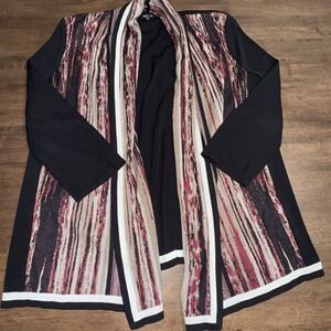 EXCLUSIVELY MISOOK Black Open Front Cardigan Sweater ‎ Acrylic Knit Size L